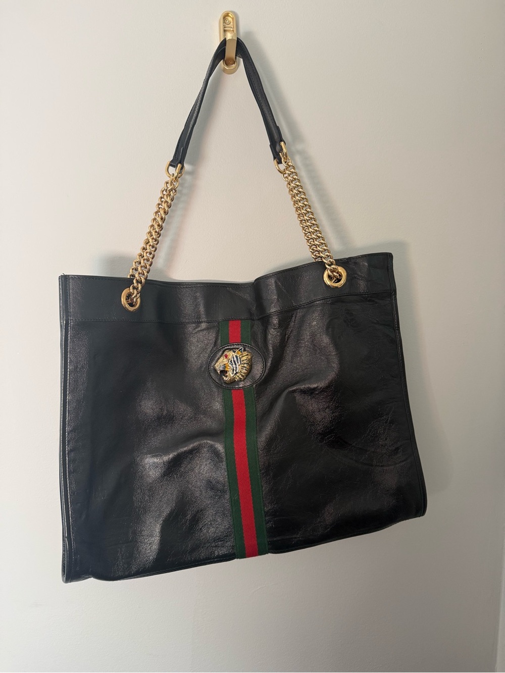 Gucci Rajah Tote Black Leather EUC